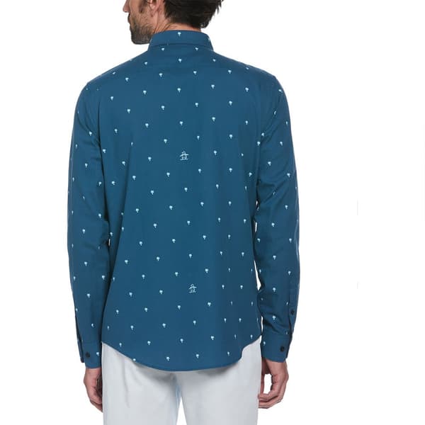 Original Penguin Aop Palms Pitkähihainen Kauluspaita Sininen S Mies