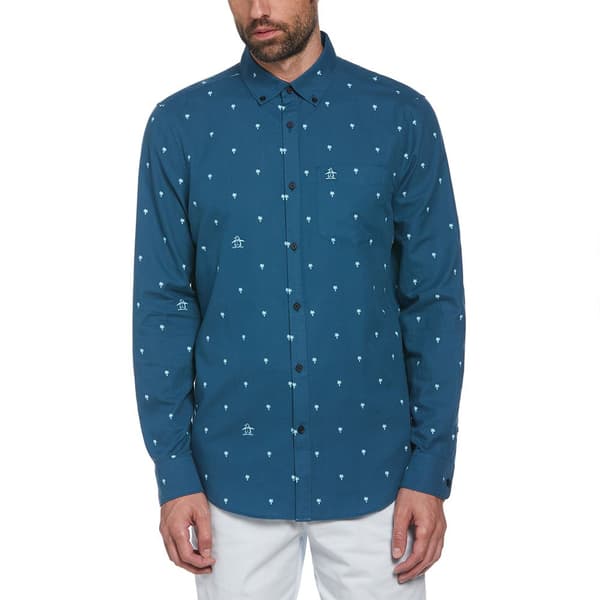 Original Penguin Aop Palms Skjorte Med Lange ærmer Blå S Mand