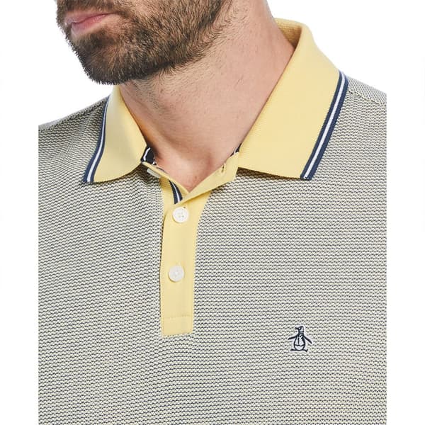 Original Penguin Birdseye Pique Jacquard Tip Placket Kortärmad Polotröja Grå L Man