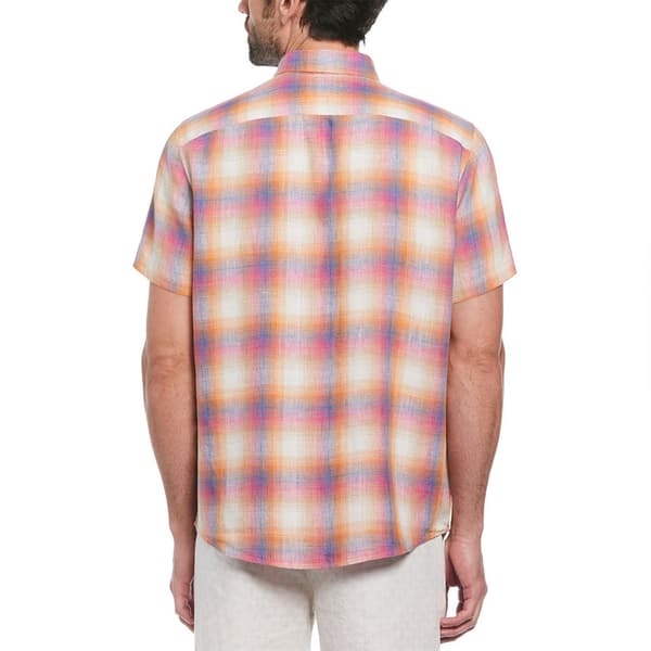 Original Penguin Delave Linen Ao Plaid Kortärmad Skjorta Orange XL Man