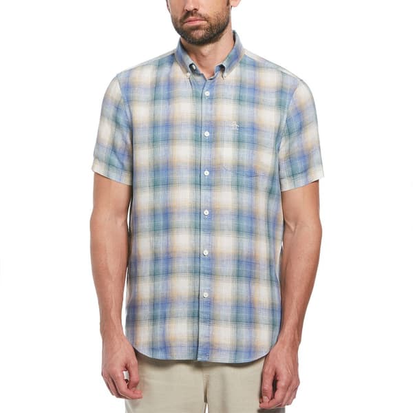 Original Penguin Delave Linen Ao Plaid Kortärmad Skjorta Flerfärgad XL Man