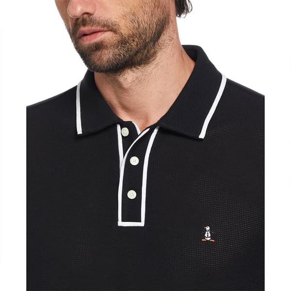 Original Penguin Organic Cotton Bentley Mesh Kortärmad Polotröja Svart S Man