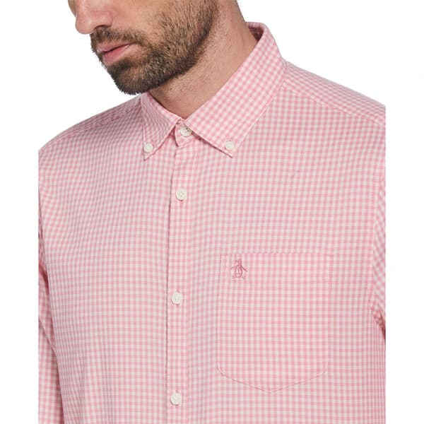 Original Penguin Tencel Gingham Skjorta Med Långa ärmar Rosa XL Man