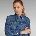 Miniatyrbillede 4 af 4: G-star Western Slim Fit Skjorte Med Lange ærmer Blå S Kvinde