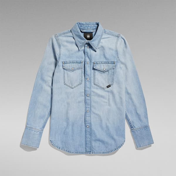 G-star Western Slim Fit Skjorta Med Långa ärmar Blå S Kvinna
