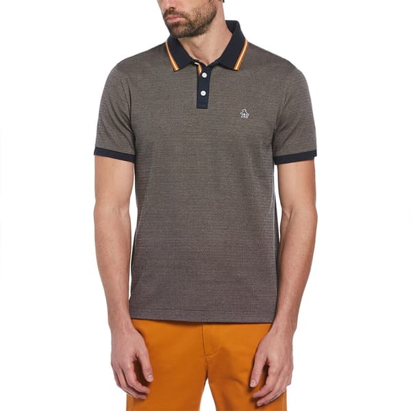 Original Penguin Ao Jacquard Tipping Kortärmad Polotröja Grå S Man