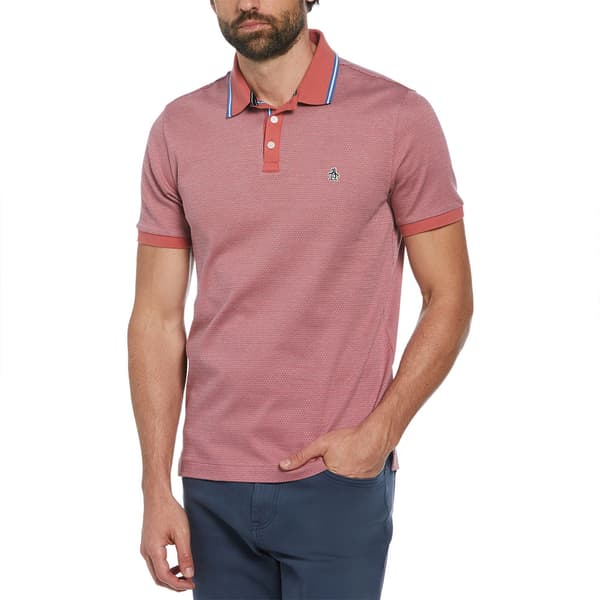 Original Penguin Ao Jacquard Tipping Kortärmad Polotröja Röd S Man