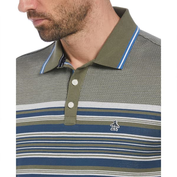 Original Penguin Jacquard Eng Stripe Kortärmad Polotröja Grå XL Man