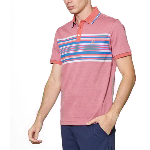 Original Penguin Jacquard Eng Stripe Kortärmad Polotröja Rosa S Man