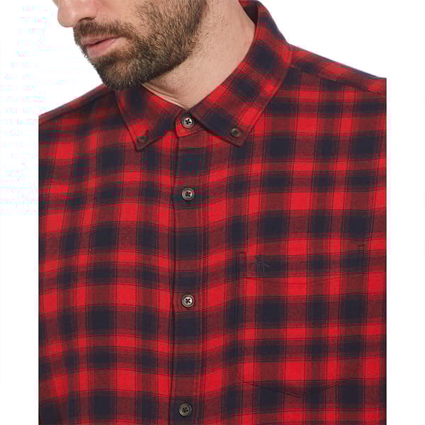 Original Penguin Jaspe Flannel Stretch Skjorta Med Långa ärmar Röd L Man