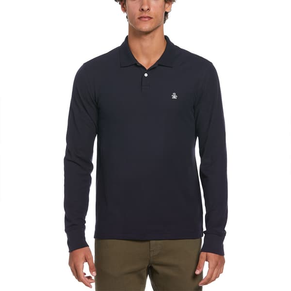 Original Penguin Organic Pique Raised Ottoman Pikétröja Med Lång ärm Blå XL Man