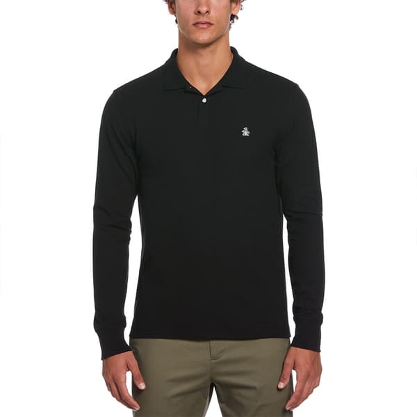 Original Penguin Organic Pique Raised Ottoman Pikétröja Med Lång ärm Svart XL Man