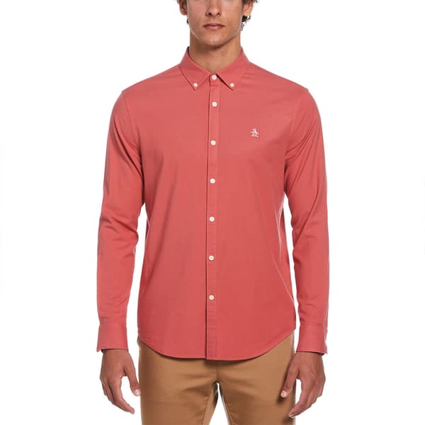 Original Penguin Oxford Stretch No Pocket Skjorte Med Lange ærmer Rosa S Mand