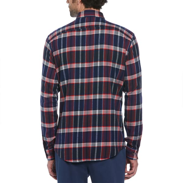 Original Penguin Plaid Flannel Stretch Skjorta Med Långa ärmar Blå M Man