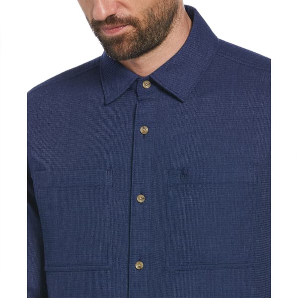 Original Penguin Rec Waffle Skjorta Med Långa ärmar Blå XL Man