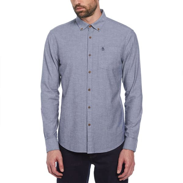 Original Penguin Stretch Chambray Skjorta Med Långa ärmar Blå,Grå XL Man