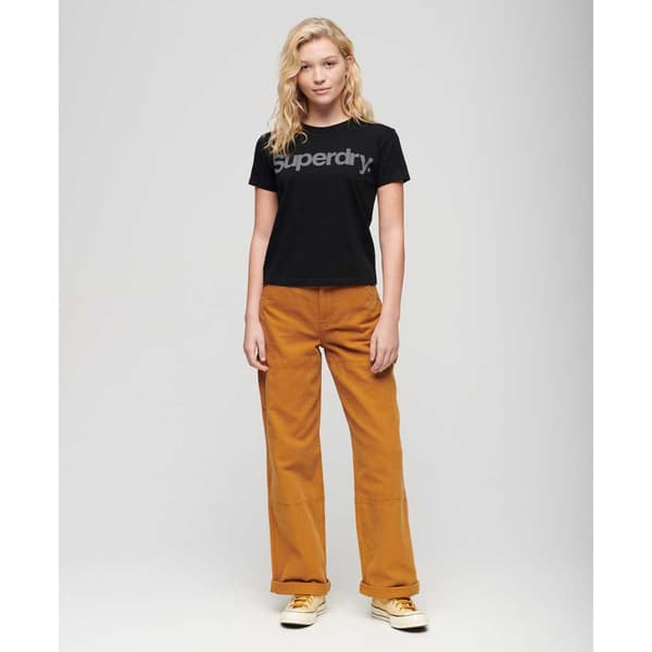 Superdry Core Logo City Fitted T-shirt Med Korta ärmar Svart S Kvinna
