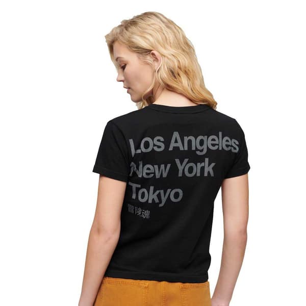 Superdry Core Logo City Fitted T-shirt Med Korta ärmar Svart S Kvinna
