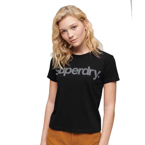 Superdry Core Logo City Fitted T-shirt Med Korta ärmar Svart S Kvinna