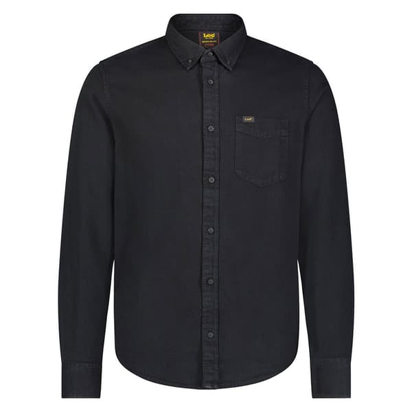 Lee Button Down Skjorte Med Lange ærmer Sort 5XL Mand