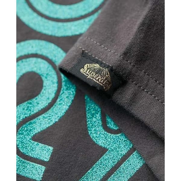 Superdry Retro Glitter Logo Cap T-shirt Med Korta ärmar Svart L Kvinna