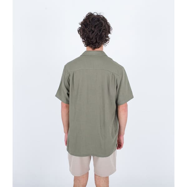Hurley Linen Rincon Camp Kortærmet Skjorte Grøn L Mand