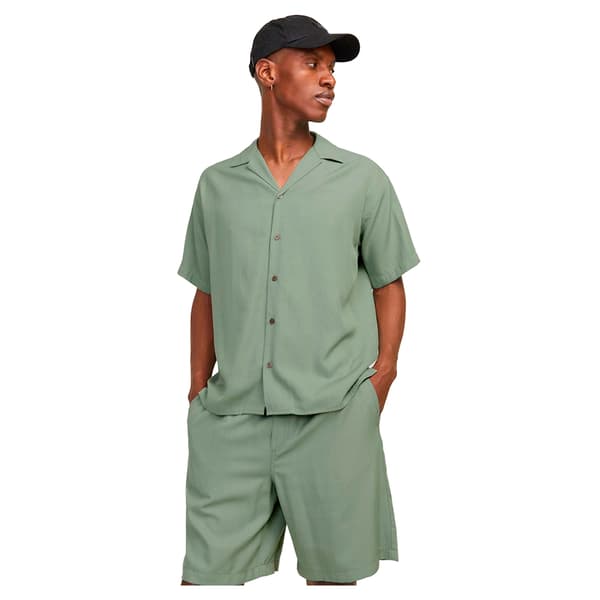 Jack & Jones Aaron Tencel Resort Kortærmet Skjorte Grøn M Mand