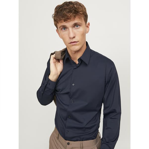 Jack & Jones Active Stretch Slim Skjorte Med Lange ærmer Blå S Mand
