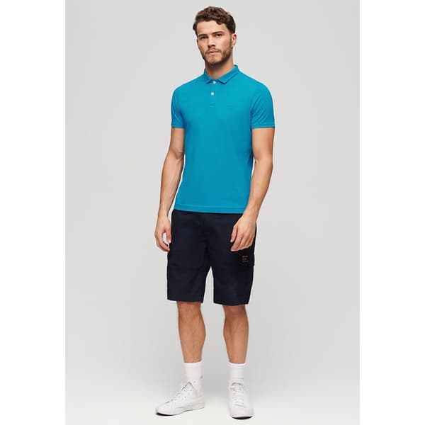 Superdry Essential Logo Neon Kortärmad Polotröja Blå S Man