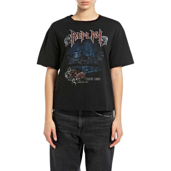 Replay W3089d.000.20994 T-shirt Med Korte ærmer Sort S Kvinde