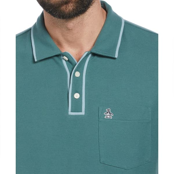 Original Penguin Earl Org Pique Sticker Pete Kortärmad Polotröja Grönt XL Man