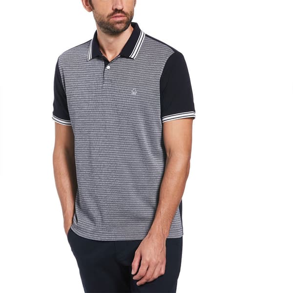 Original Penguin Int Tipped Jacquard Front Kortærmet Polo Blå XL Mand