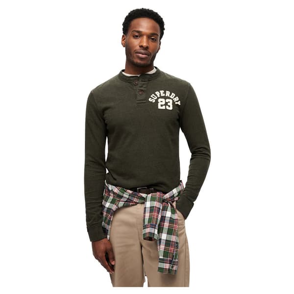 Superdry Vintage Athletic Grandad T-shirt Med Lång ärm Grönt 2XL Man