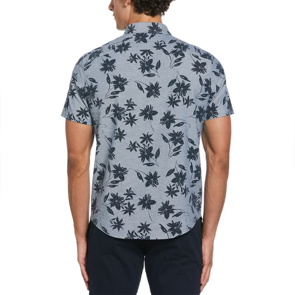 Original Penguin Chambray Stretch Aop Floral Kortärmad Skjorta Blå XL Man
