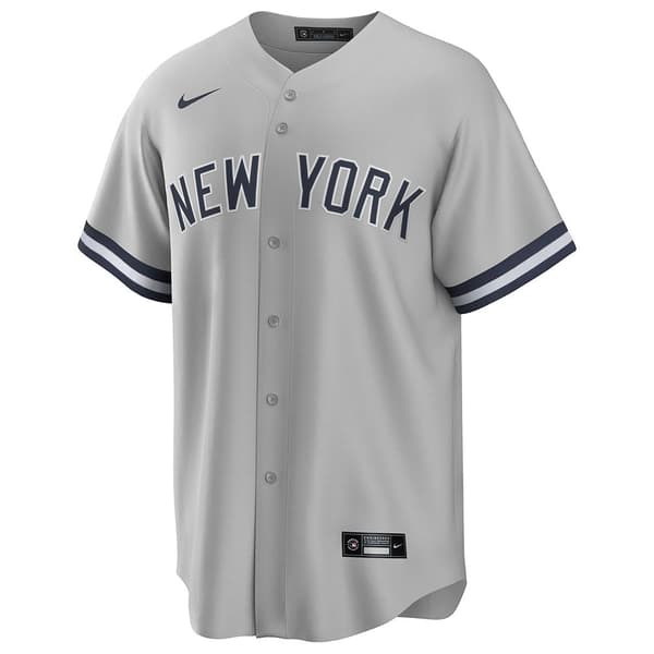 Nike Mlb New York Yankees Official Road Kortærmet V-hals T-shirt Grå S Mand
