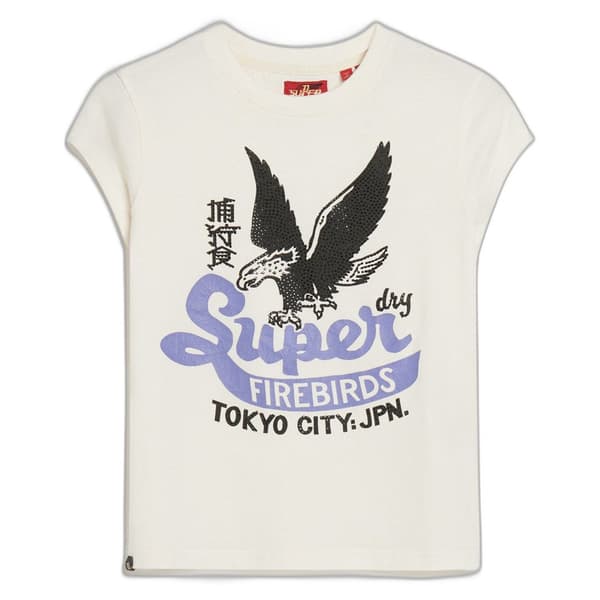 Superdry Embellished Poster Cap T-shirt Med Korta ärmar Vit L Kvinna