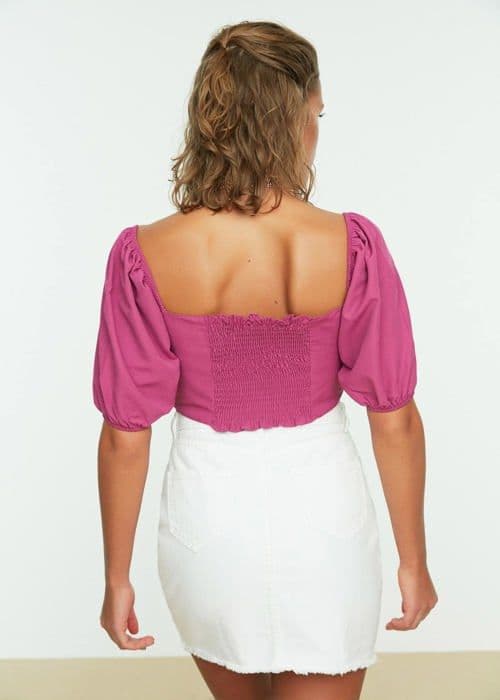 Blus - blus - skjorta Trendyol - TBESS21BZ1071 - Detaljerad blus med ballongärm, Fuchsia, 44 Damer
