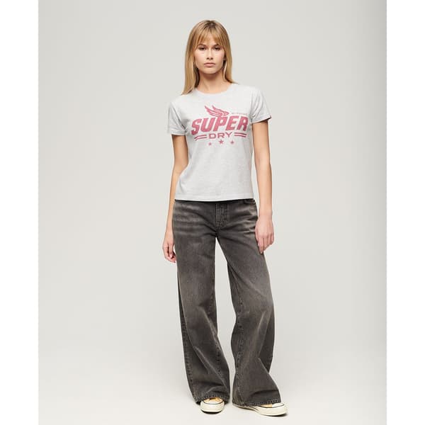 Superdry Archive Kiss Print Fit T-shirt Med Korta ärmar Grå S Kvinna