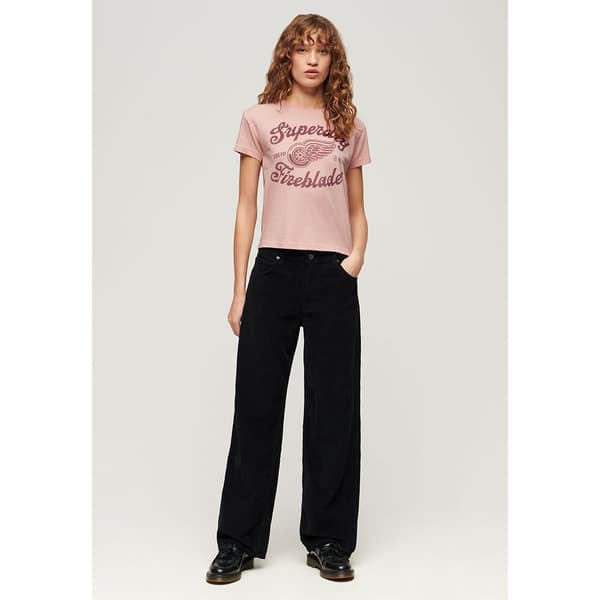 Superdry Archive Kiss Print Fit T-shirt Med Korta ärmar Rosa L Kvinna