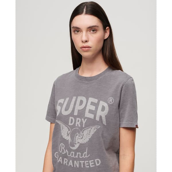 Superdry Archive Kiss Print Relaxed T-shirt Med Korte ærmer Grå XS Kvinde