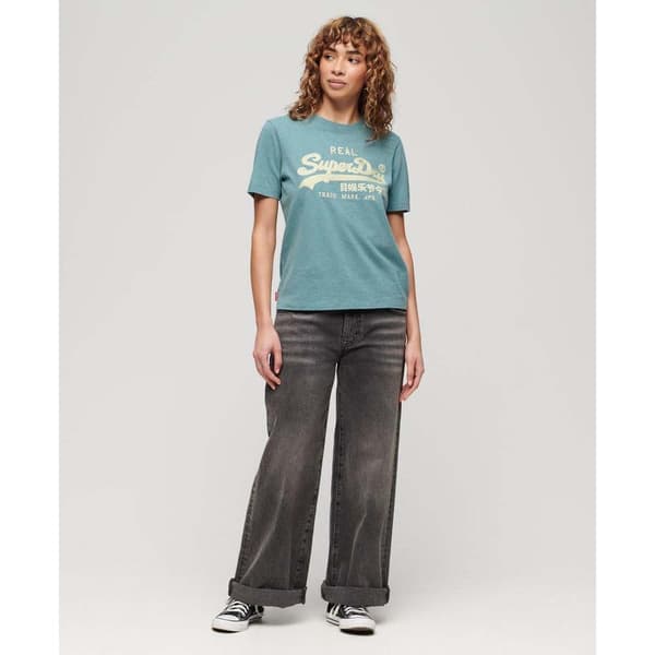 Superdry Embroidered Vl Relaxed T-shirt Med Korta ärmar Blå XS Kvinna