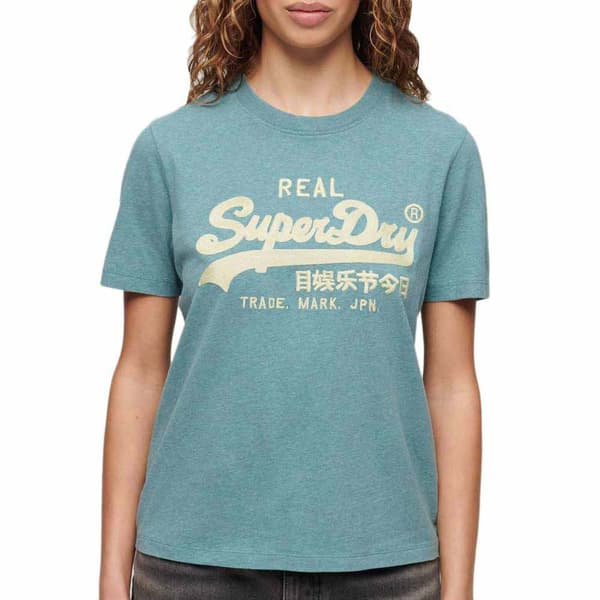 Superdry Embroidered Vl Relaxed T-shirt Med Korta ärmar Blå XS Kvinna