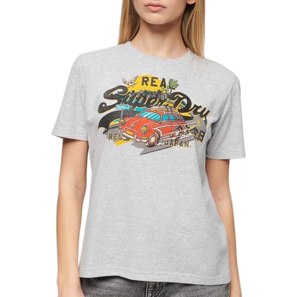 Superdry La Vl Graphic Relaxed T-shirt Med Korta ärmar Grå XS Kvinna
