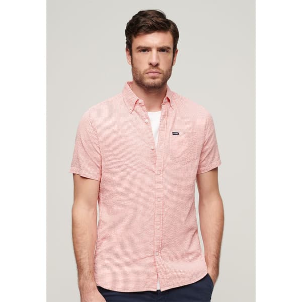 Superdry Seersucker Kortærmet Skjorte Rosa M Mand