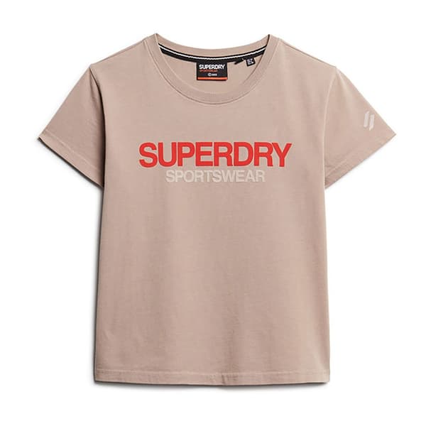 Superdry Sportswear Logo Fitted T-shirt Med Korta ärmar Beige XL Kvinna