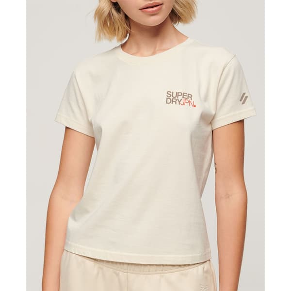 Superdry Sportswear Logo Fitted T-shirt Med Korta ärmar Beige XL Kvinna