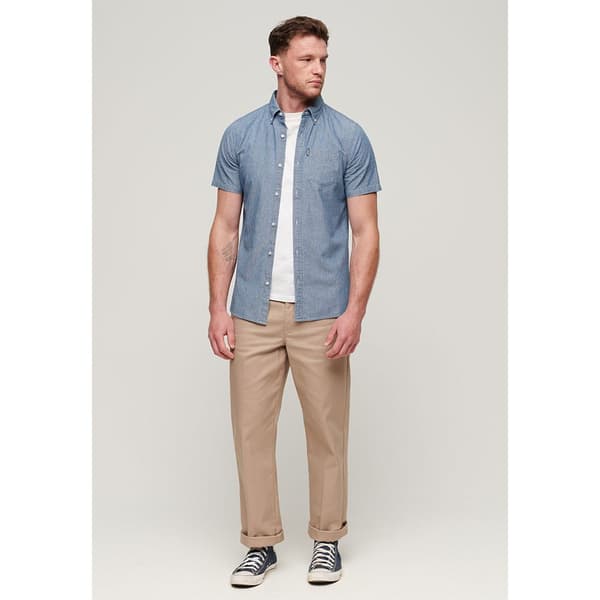Superdry Vintage Chambray Lyhythihainen Paita Sininen S Mies