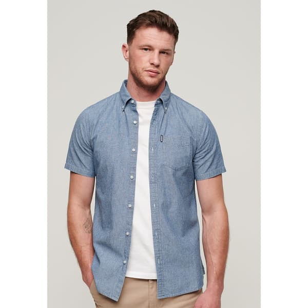 Superdry Vintage Chambray Lyhythihainen Paita Sininen S Mies