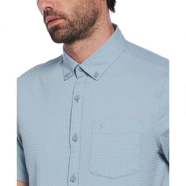 Original Penguin Cotton Textured Dobby Kortärmad Skjorta Blå XL Man