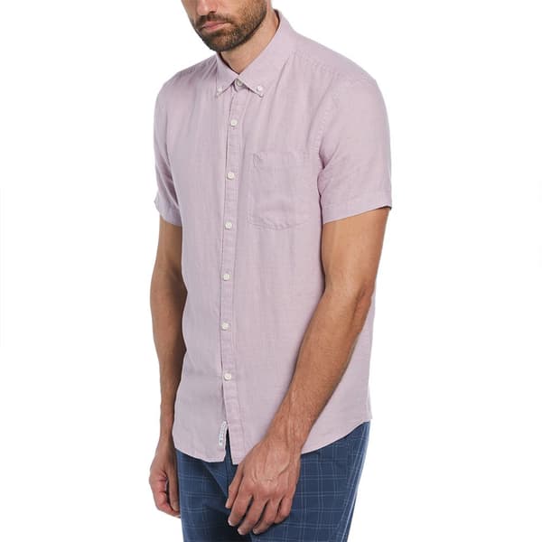 Original Penguin Delave Linen With Pocket Kortærmet Skjorte Lilla XL Mand